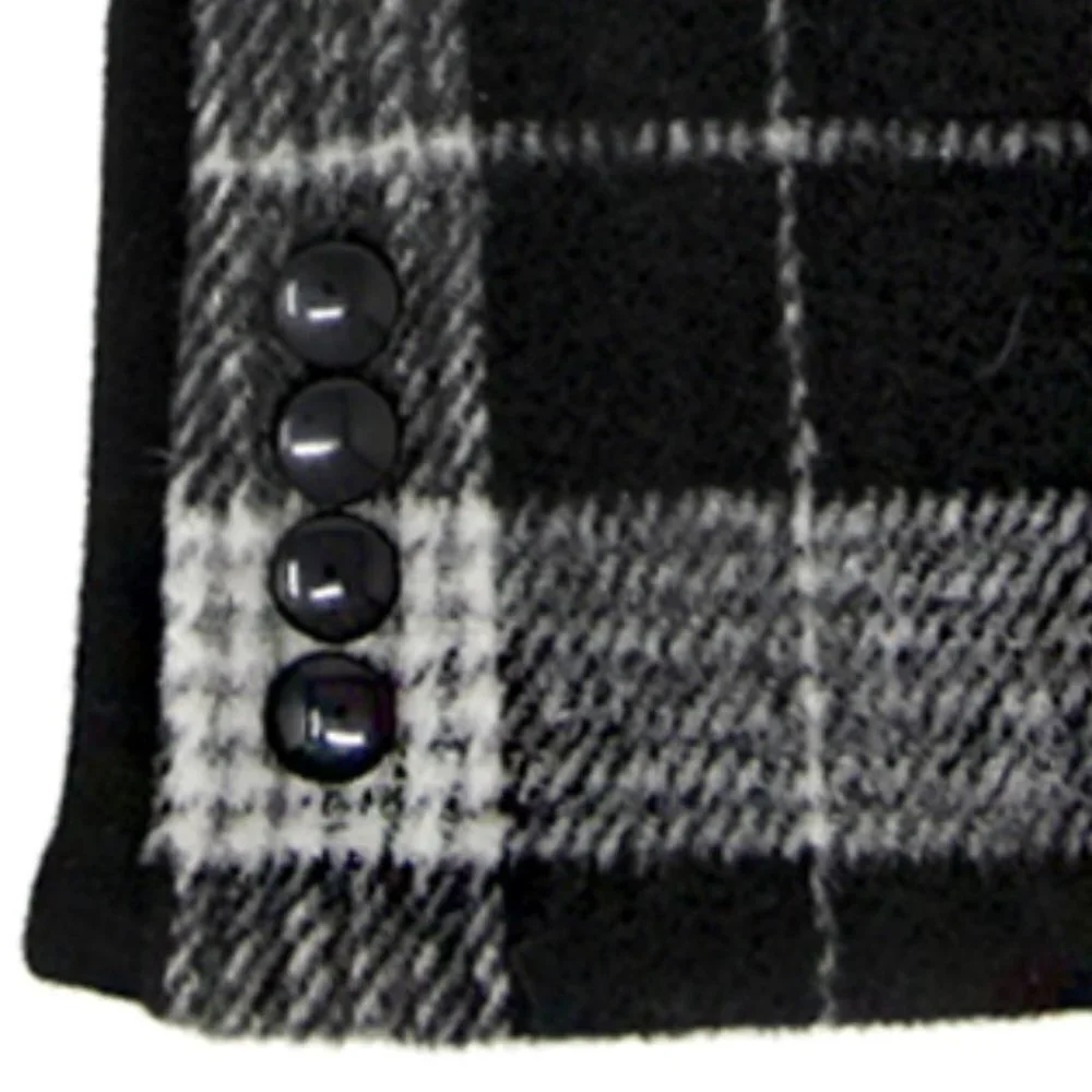 Black Button Plaid Smart Gloves Fleece Lined Smart Touch Text Friend